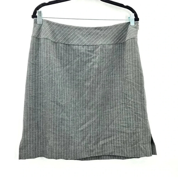 Amanda Smith Gray Stipes Side Zip Short Skirt Bottom Plus 14 - Picture 1 of 6